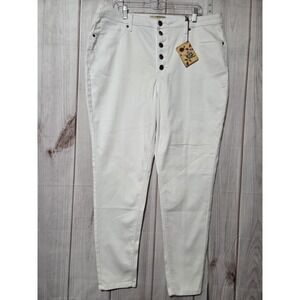 Hybrid‎ & Company Pants Womens 20 White High Rise Button Fly Skinny Stretch
